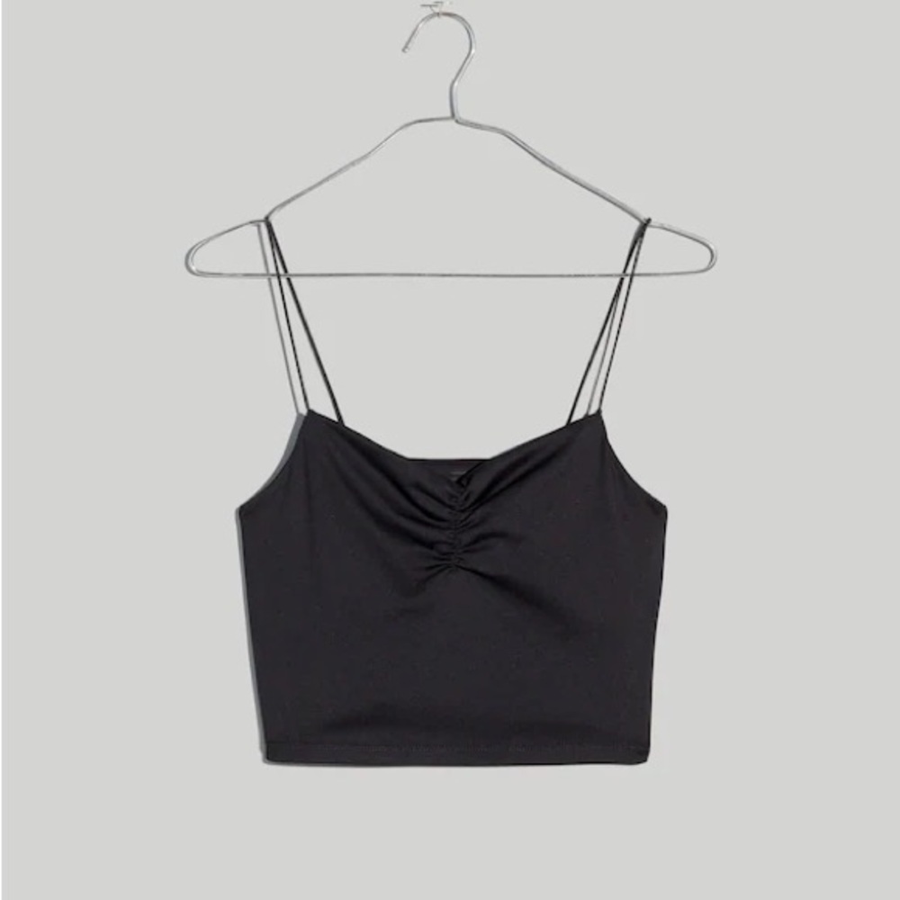 Madewell MWL Flex Sweetheart Crop Tank Black Small NWT